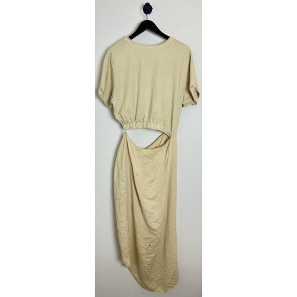FREE PEOPLE Rae Waist Cutout Asymmetric Dress in Summer Khaki Size Large - Picture 7 of 14